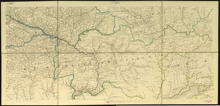 Карта Екатеринославской губернии из Подробной карты Российской империи, 1816 год