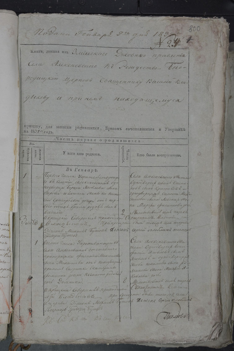 Метрические книги Алексеевки за 1834 год