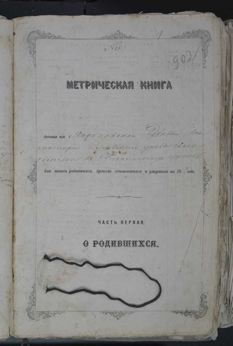 Метрические книги Асеевки за 1872 год