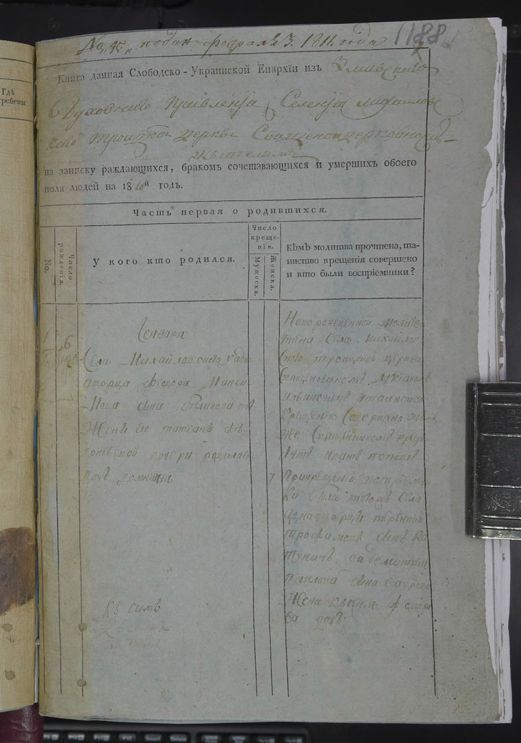 Метрические книги Михайловки за 1810 год