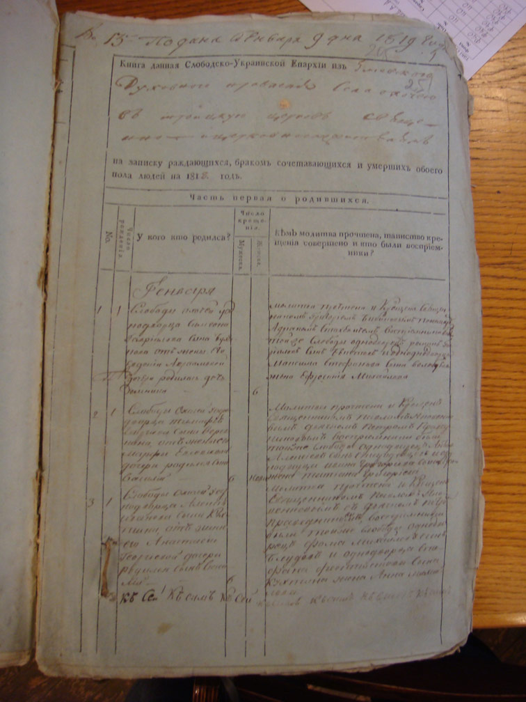 Метрическая книга Троицкой церкви села Охочее за 1818 год