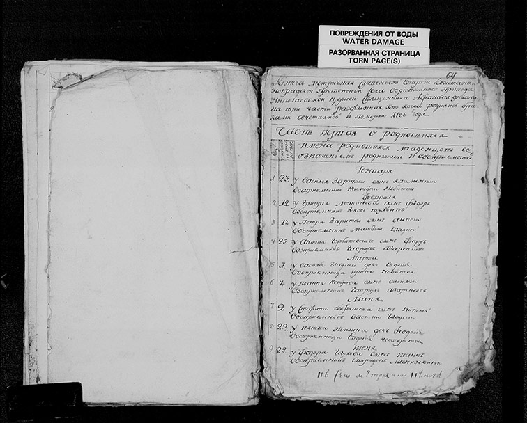 Метрическая книга Николаевской церкви села Верёвкино за 1786 год