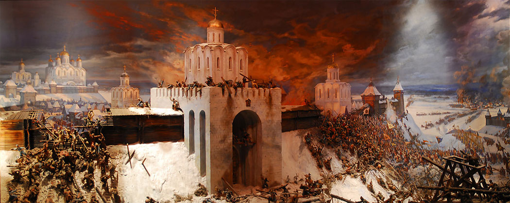 Решающий штурм Владимира войсками хана Батыя 7 февраля 1238 года. Диорама Владимиро-Суздальского музея-заповедника